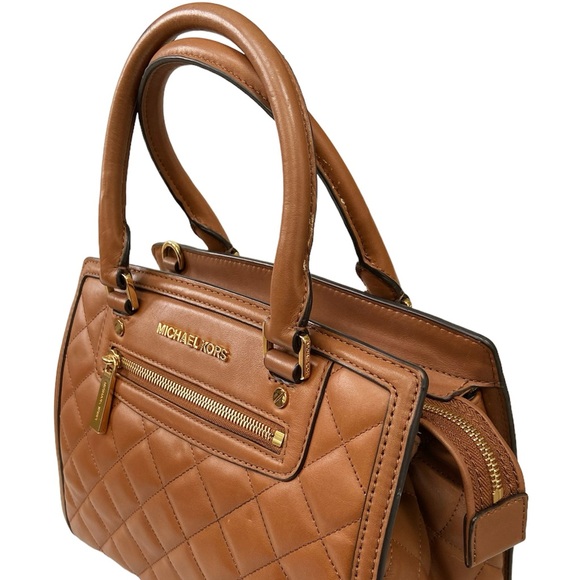 MICHAEL Michael Kors Selma Quilted Leather Large Satchel in Walnut - Picture 5 of 14